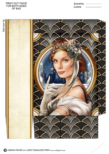 Art Deco Lady Christmas Athena Mini Bag Black
