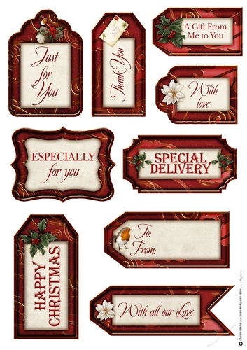 Luxury Christmas Gift Tags Red