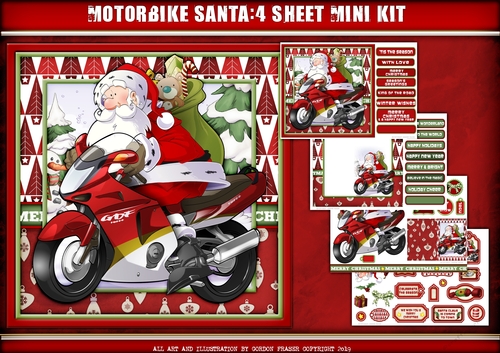 Motorbike Santa 4 Sheet Mini Kit