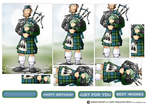 Bagpipe Player Dude Blue Kilt Pyramid
