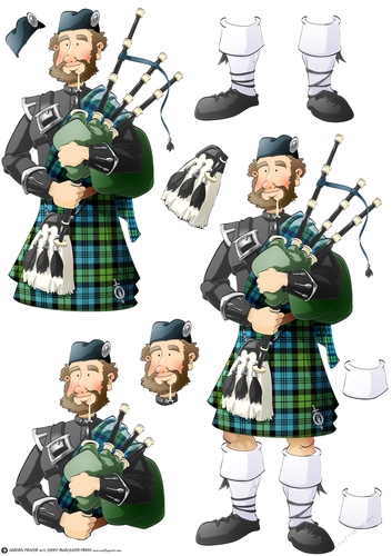 Bagpipe Player Dude Blue Kilt