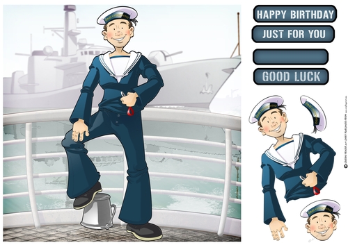 Navy Sailor Dude Blue 8x8 Quick Card