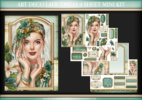Art Deco Lady Emilia 4 Sheet Mini Kit Aqua
