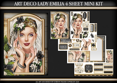 Art Deco Lady Emilia 4 Sheet Mini Kit Black
