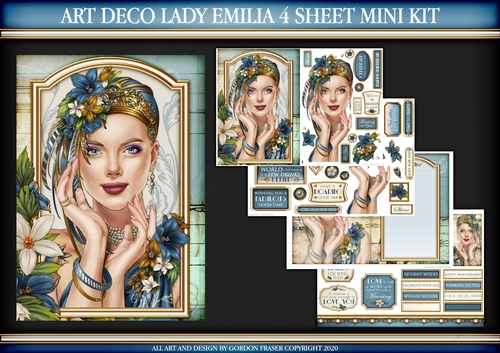 Art Deco Lady Emilia 4 Sheet Mini Kit Blue