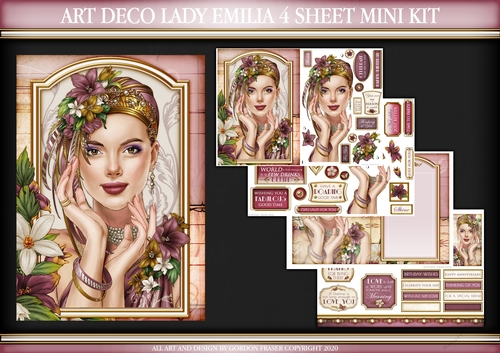 Art Deco Lady Emilia 4 Sheet Mini Kit Dark Pink