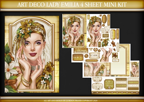 Art Deco Lady Emilia 4 Sheet Mini Kit Gold