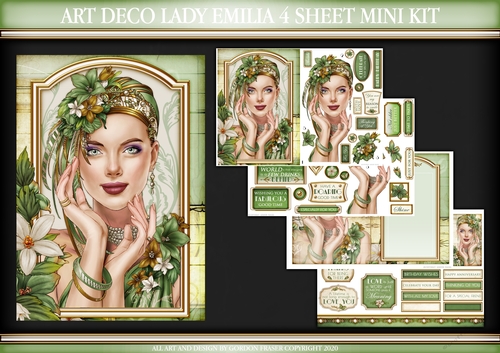 Art Deco Lady Emilia 4 Sheet Mini Kit Green