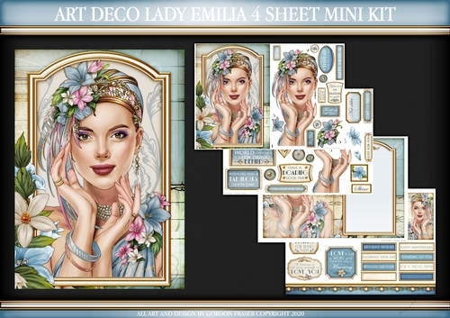Art Deco Lady Emilia 4 Sheet Mini Kit Light Blue