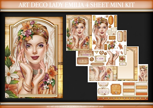 Art Deco Lady Emilia 4 Sheet Mini Kit Peach