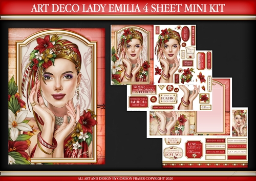 Art Deco Lady Emilia 4 Sheet Mini Kit Red
