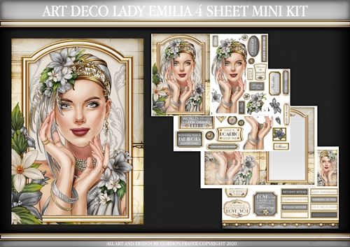 Art Deco Lady Emilia 4 Sheet Mini Kit Silver
