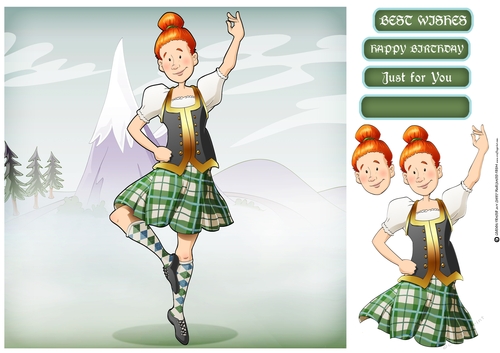 Scottish Highland Dancer Dudess 8x8 Quick Card