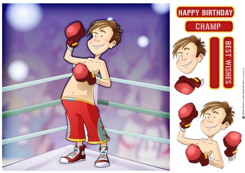 Boxer Boy Dude Red 8x8 Quick Card