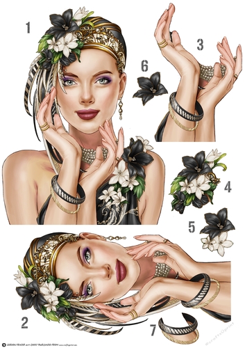 Art Deco Lady Emilia Decoupage Sheet Black