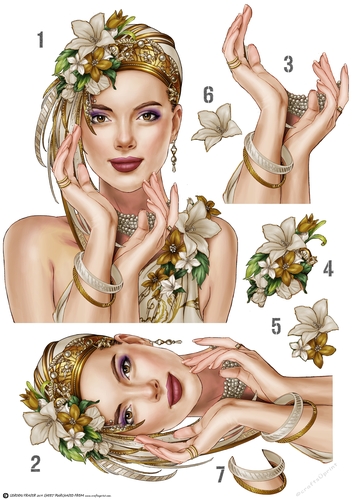 Art Deco Lady Emilia Decoupage Sheet  Cream