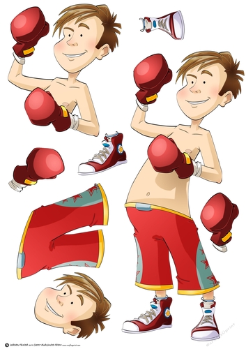 Boxer Boy Dude Red Decoupage Sheet