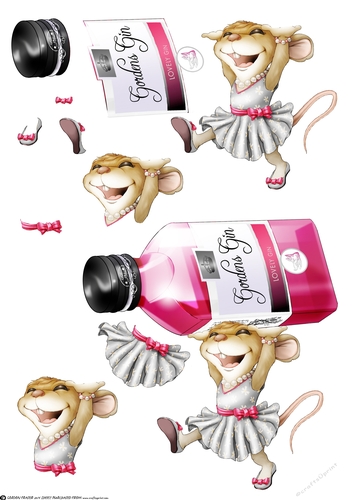 Mrs Pink Gin Mouse Decoupage Sheet