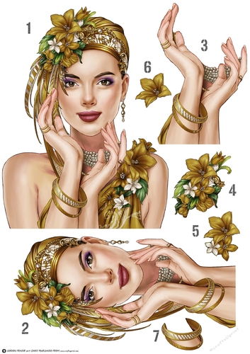 Art Deco Lady Emilia Decoupage Sheet Gold