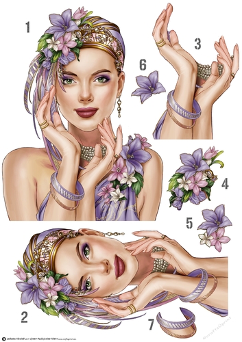 Art Deco Lady Emilia Decoupage Sheet Lilac