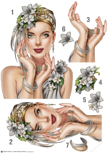 Art Deco Lady Emilia Decoupage Sheet Silver