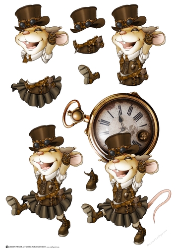 Mrs Steampunk Mouse Decoupage Sheet