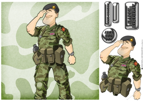Army Dude Black Beret 8x8 Quick Card