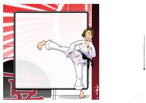 Karate Girl Brown Hair 8x8 Quick Card Insert
