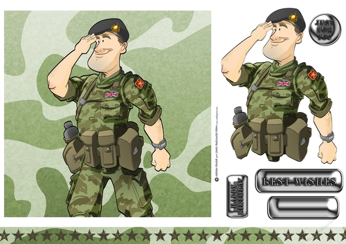 Army Dude Black Beret 7x7 Quick Card