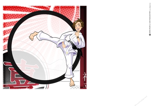 Karate Girl Brown Hair 7x7 Quick Card Insert