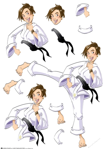 Karate Girl Brown Hair Decoupage Sheet