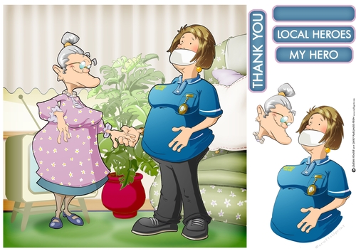 Thank You Care Worker Dudess 8x8 Quick Card