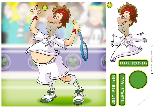 Tennis Dude Green 8x8 Quick Card