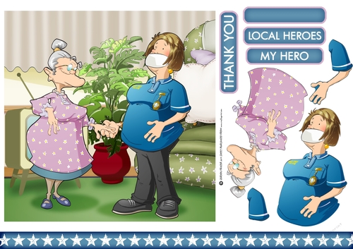 Thank You Care Worker Dudess 7x7 Quick Card