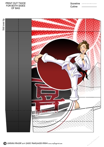 Karate Girl Brown Hair Mini Gift Bag