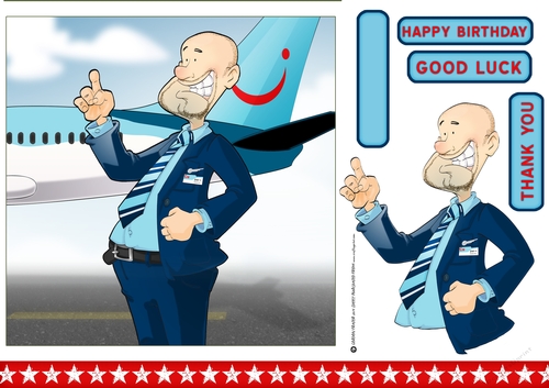 Flight Attendant Dude Blue 7x7 Quick Card