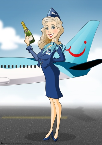Flight Attendant Blonde Dudess Blue A4