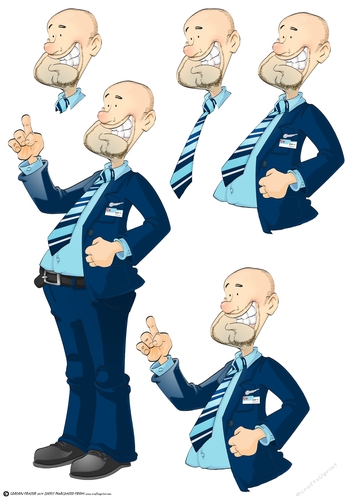 Flight Attendant Dude Blue Decoupage Sheet