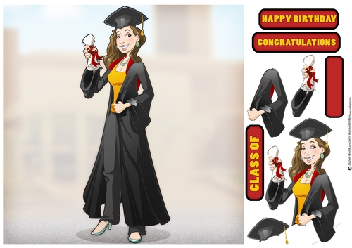 Graduation Lady Dudess (Trousers) 8x8 Quick Card