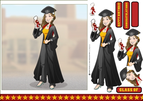 Graduation Lady Dudess (Trousers) 7x7 Quick Card