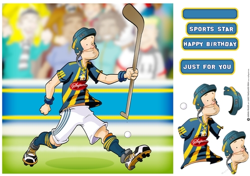 Hurling Dude Blue 8x8 Quick Card