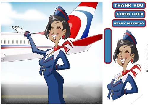 Air Hostess Blue and Red 2 8x8 Quick Card