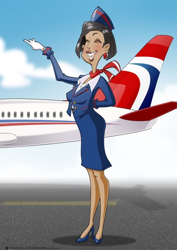 Air Hostess Blue and Red 2 A4