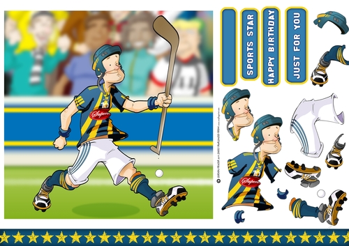 Hurling Dude Blue 7x7 Quick Card