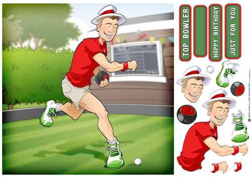Young Lawn Bowls Dude Red 8x8 Quick Card