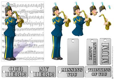 Saxophone Army Lady.