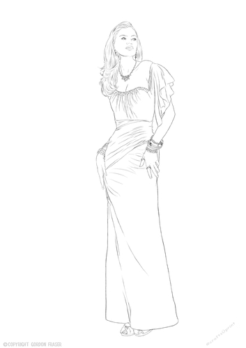 Art Deco Lady Pearl Digital Stamp