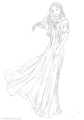 Art Deco Lady Guinevere Digital Stamp
