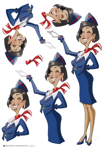 Air Hostess Blue and Red 2 Decoupage Sheet