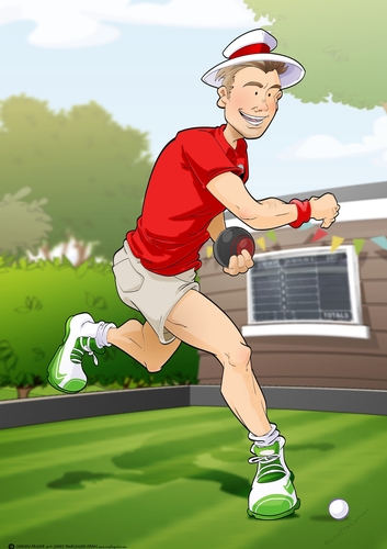 Young Lawn Bowls Dude Red A4
